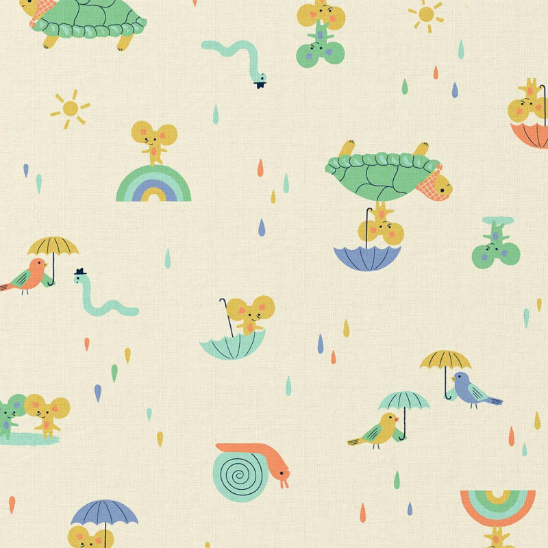 Printed Cotton TORTA Ecru / Green